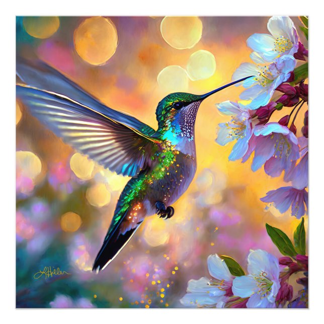 Foto Fantasía de flor de cerezo Colibrí (Frente)