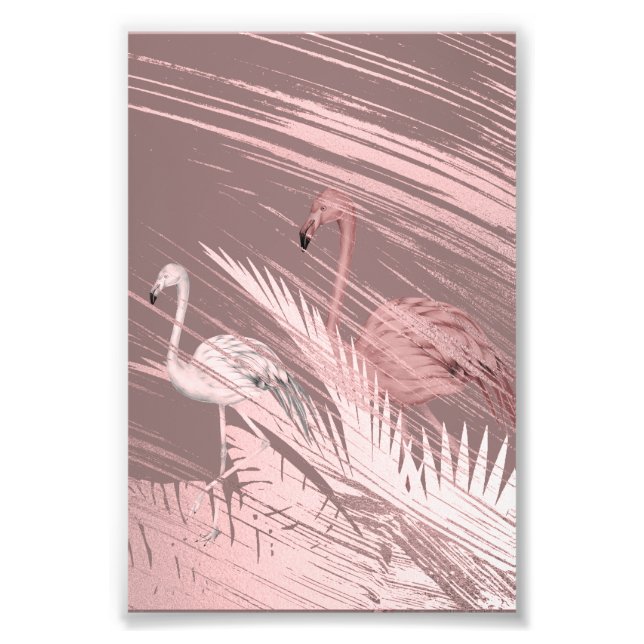 Foto Fantastic Pink Flamingo Poster in Tropical Forest (Frente)