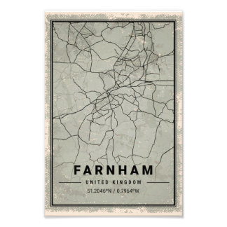 Foto Farnham united kingdom map print poster canvas