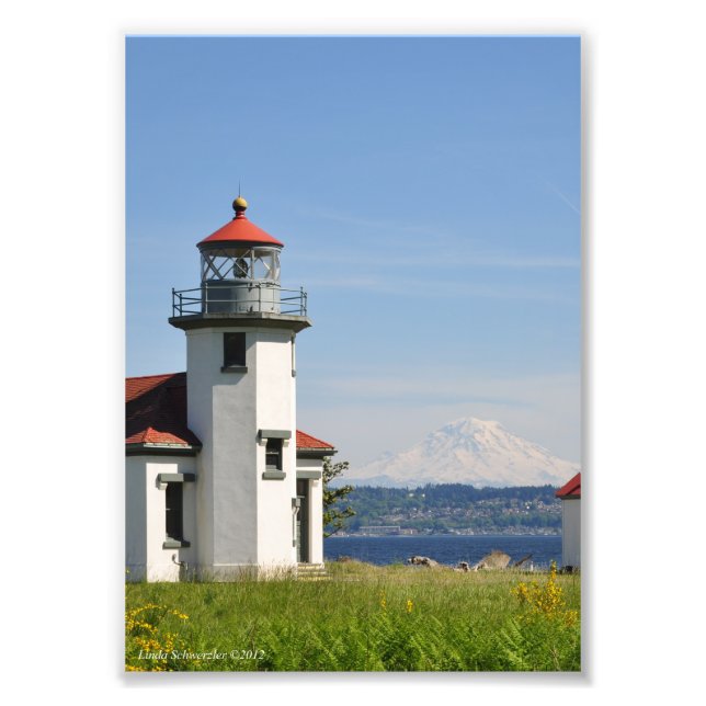 Foto Faro 5X7 Pt Robinson con Monte Rainier (Frente)