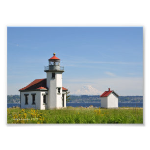 Foto Faro 5X7 Pt Robinson con Monte Rainier