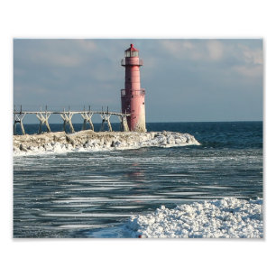 Foto Faro de Algoma Wisconsin en invierno