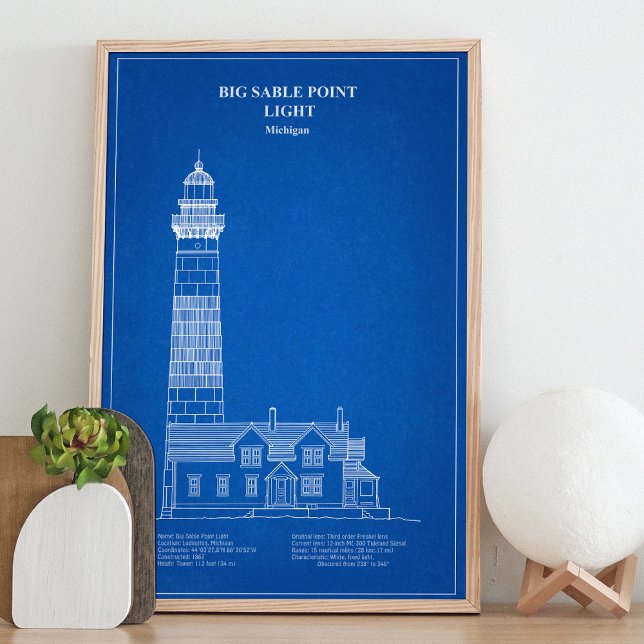 Foto Faro de Big Sable Point - Míchigan – DC (Big Sable Point Lighthouse - Michigan – AD. Photo Print)