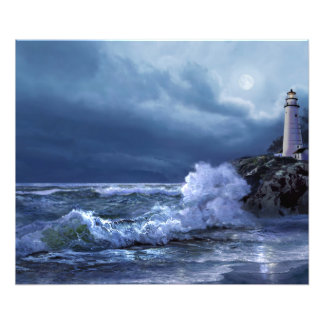 Foto Faro de Boston bajo la huella de arte de la luna