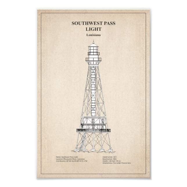Foto Faro del paso suroeste - Luisiana - SBD (Frente)