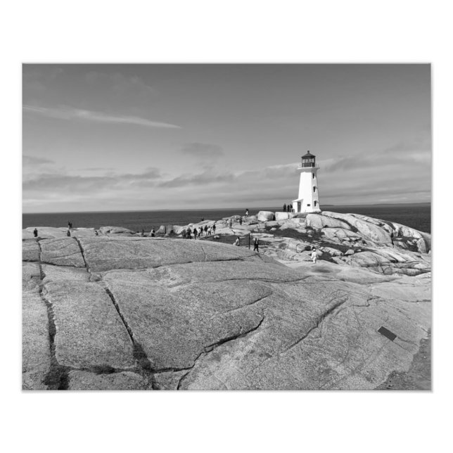 Foto Faro Peggys Cove en blanco y negro (Frente)