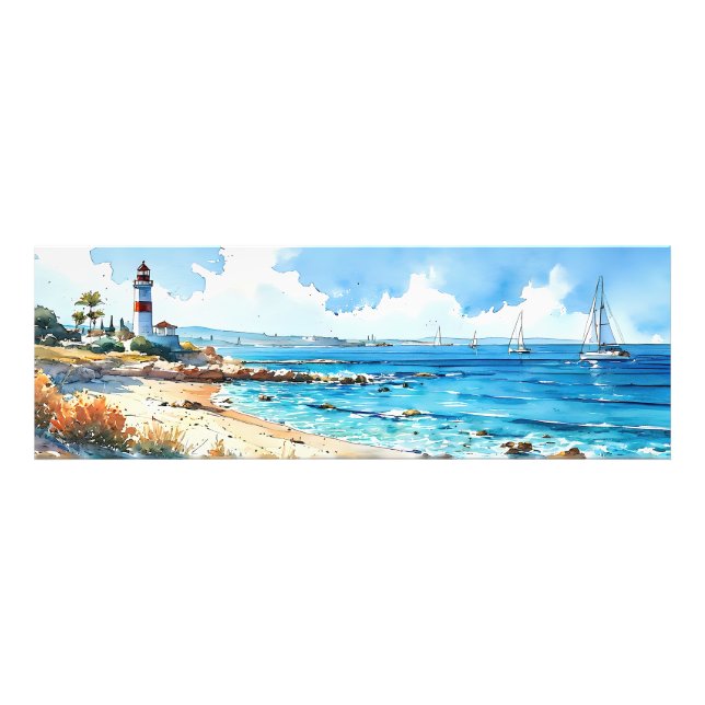 Foto Faro y yates mediterráneos en el gran paisaje mari (Frente)