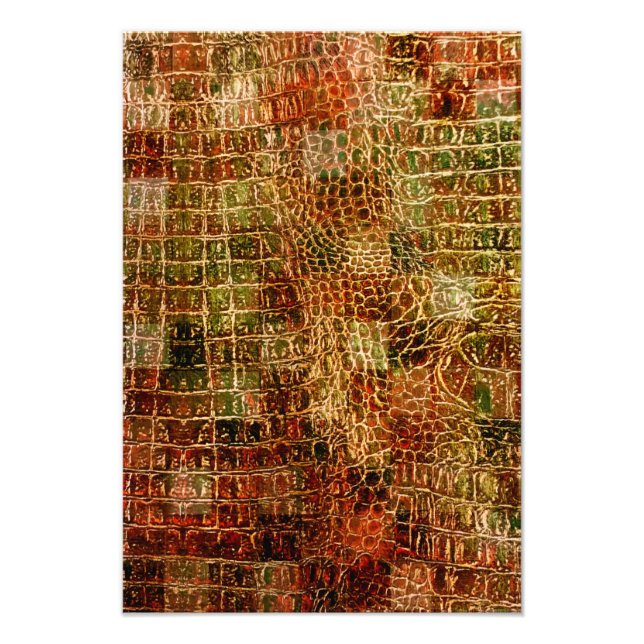 Foto Faux Alligator Animal Piel Cuero Rojo Marrón (Frente)