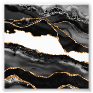 Foto Faux Marble Agate Black Stylish Stone Luxury