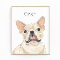 Fawn Tan Frenchie Arte Bulldog francés personaliza