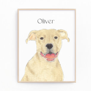 Foto Fawn Tan Pitbull Staffy Dog Art personalizado