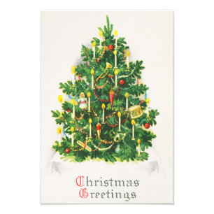 Foto Felicitaciones de Navidad, tarjeta antigua, árbol