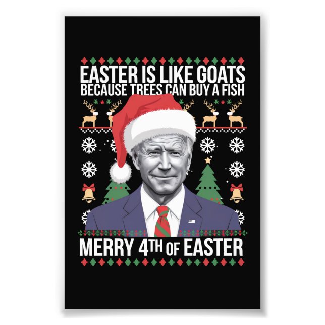 Foto Feliz 4 De Pascua, Funny Navidades Biden Feo (Frente)