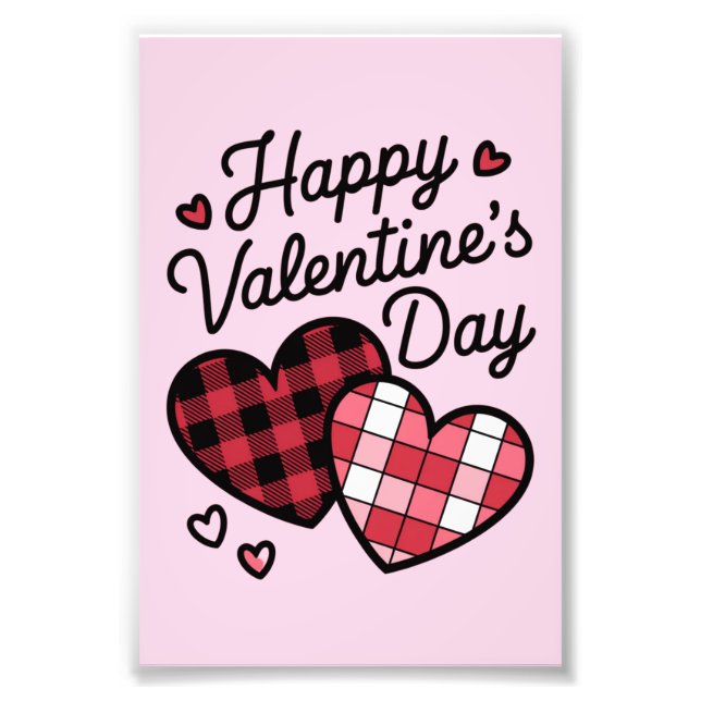 Foto Feliz Día de San Valentín Leopard Plaid Love Heart (Frente)