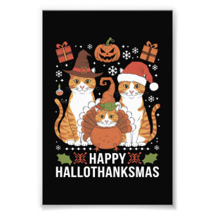 Foto Feliz Hallothanksmas Gatos Halloween Navidad 