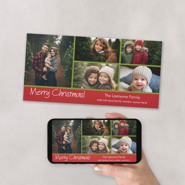 Foto - Feliz Navidad con 5 collages de fotos (Add 5 photos and either print or download - online Christmas Card)