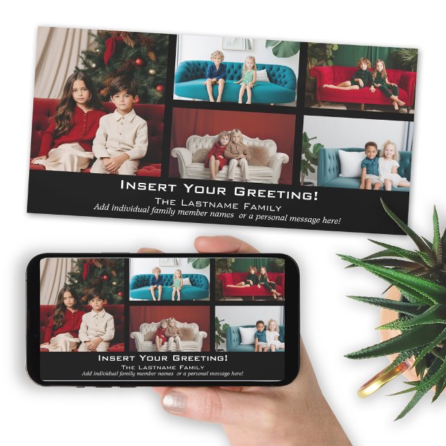 Foto - Feliz Navidad con 5 collages de fotos (Add photos to this Christmas card and download a copy to send electronically or post on social media)