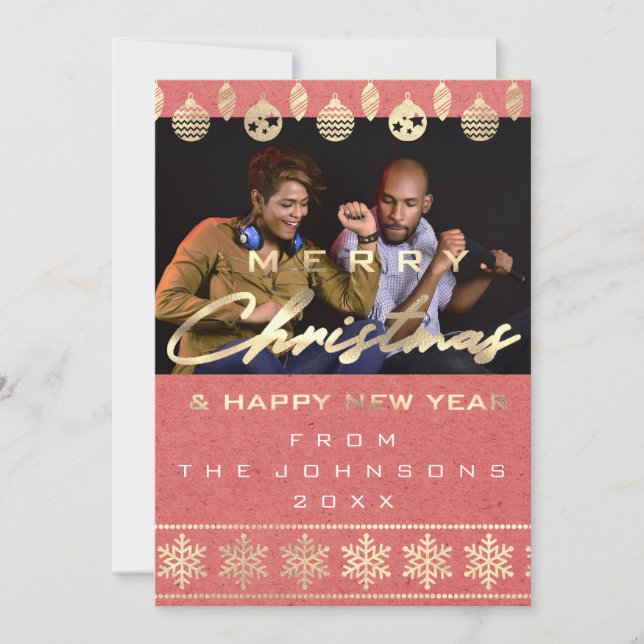 Foto Feliz Navidad Feliz Año Nuevo Coral (Anverso)