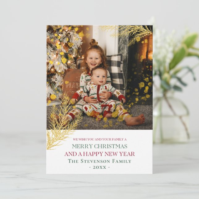 Foto Feliz Navidad Feliz Año Nuevo Personalizado (Anverso de pie)