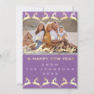 Foto: Feliz Navidad Feliz Deer Gold Purple