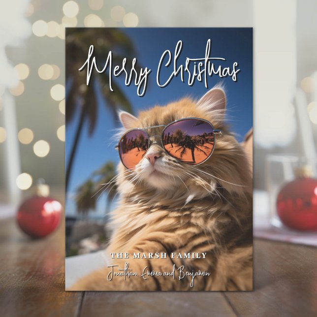 Foto - Feliz Navidad Manuscrito Grande (Modern, Minimal Holiday Card with Photo)
