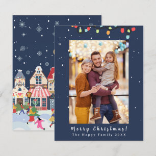 Foto: Feliz Navidad Nieve Whimsy Blue