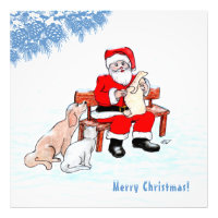 Feliz Navidad - Papá Noel con gato y perro