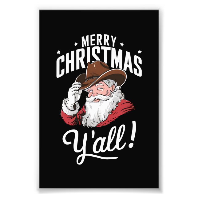 Foto Feliz Navidad Y'all Country Cowboy Santa Claus (Frente)