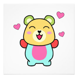 Foto Feliz oso de peluche sonriente con corazones amoro