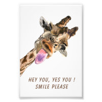 Feliz Personalizado de jirafa juguetón Poster grac
