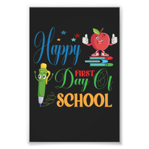 Foto Feliz Primer Día de Escuela   Manzana de Dibujos A