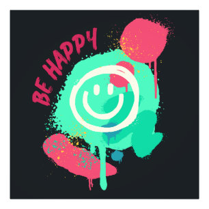 Foto Feliz Sonriente Menta y Rosa Graffiti Arte Calleje