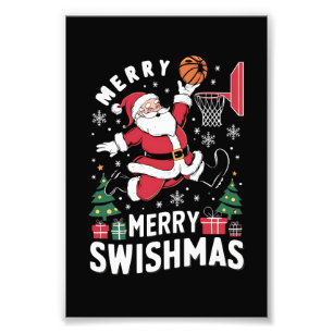 Foto Feliz Swishmas Navidad Santa Jugando Baloncesto 
