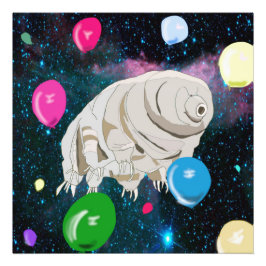 Foto Feliz Tardigrado flotando a través del espacio y g
