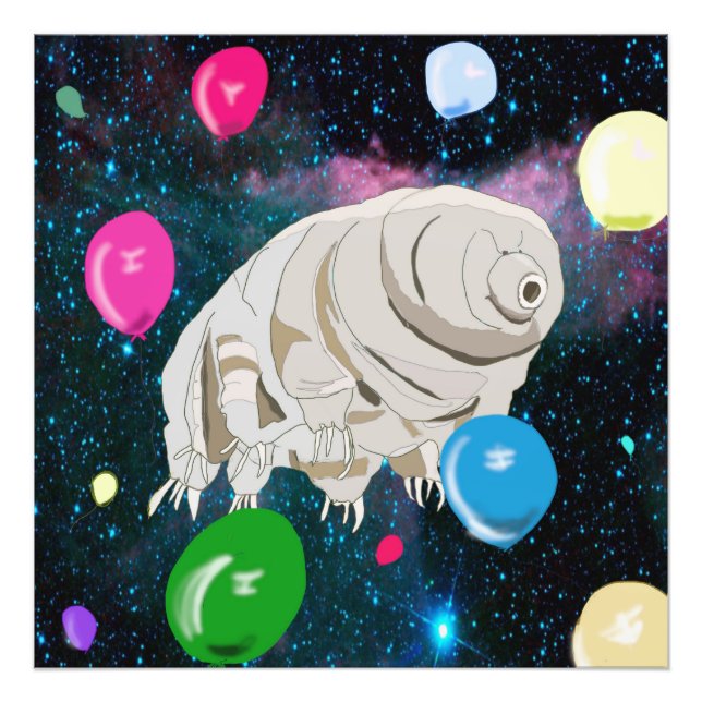 Foto Feliz Tardigrado flotando a través del espacio y g (Frente)
