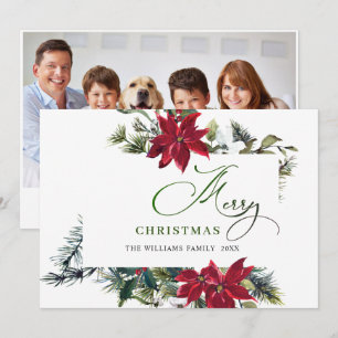 FOTO Feliz Tarjeta de Navidad con Poinsettia Elega