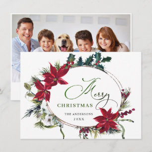 FOTO Feliz Tarjeta de Navidad con Poinsettia Elega