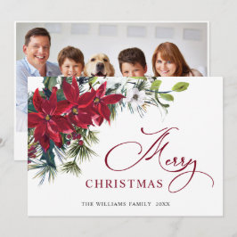 FOTO Feliz Tarjeta de Navidad de Poinsettia Elegan