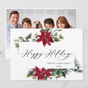 FOTO Feliz Tarjeta de Navidad de Poinsettia Elegan