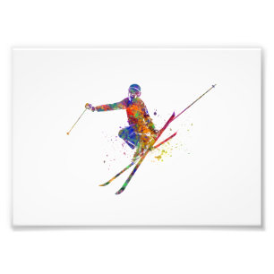 Foto Female skier in watercolor