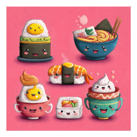 Festín de Sushi Kawaii Rosa