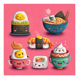 Foto Festín de Sushi Kawaii Rosa