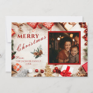 Foto Festiva Feliz Navidad Borde Tarjeta de Vacaci
