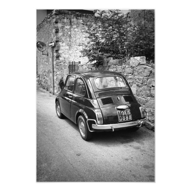Foto FIAT 500 coche en blanco y negro (Frente)