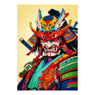 Foto Fierce Samurai Warrior - Colorido Bushido japonés
