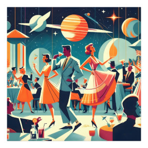 Foto Fiesta de cócteles de la era espacial de mediados