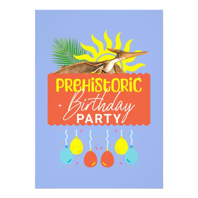 Foto Fiesta de cumpleaños prehistórica de Pterodáctilo (Frente)