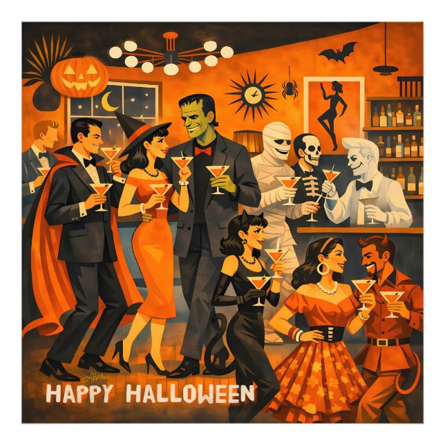 Foto Fiesta de Martini de Halloween Moderno de Mitad de (Frente)