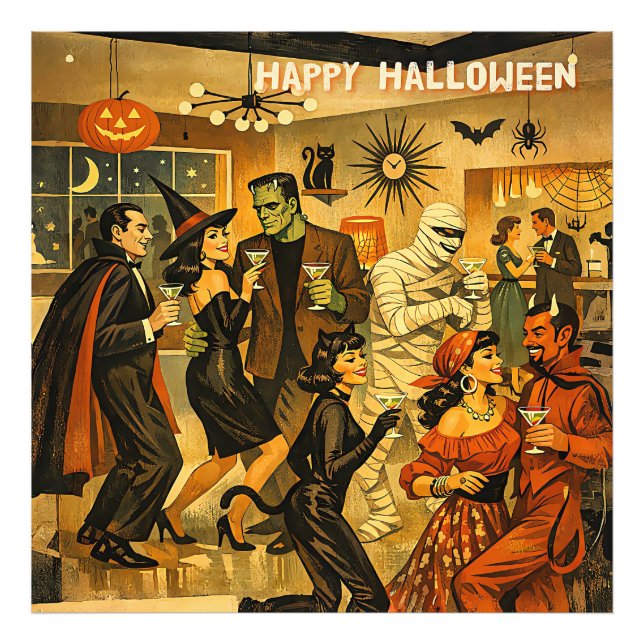 Foto Fiesta de Martini de Halloween Retro de la Mitad d (Frente)