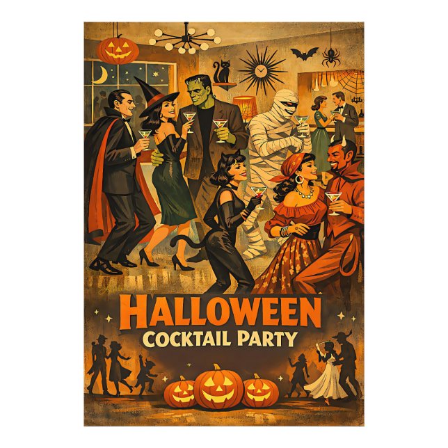 Foto Fiesta de Martini de Halloween Retro de la Mitad d (Frente)